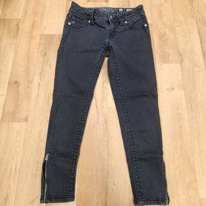 EUC Miss Me - Black Mid-Rise Crop Skinny Jeans - 25